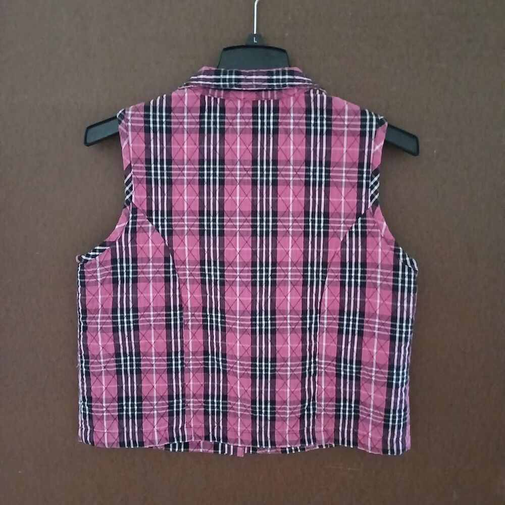 Baxter & Wells 100% Cotton Women's Quilted Plaid Pink Vest Comfy Cute Fun Sz Med - Picture 3 of 8